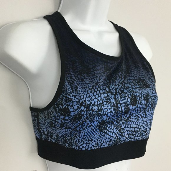 Champion Womens M Black & Blue Snakeskin Print Racerback Pullover Tank Top - Picture 2 of 7